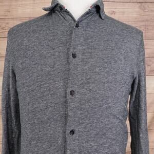 Soul Of London Shirt Mens Medium Gray Herringbone Knit Long Sleeve Button Front
